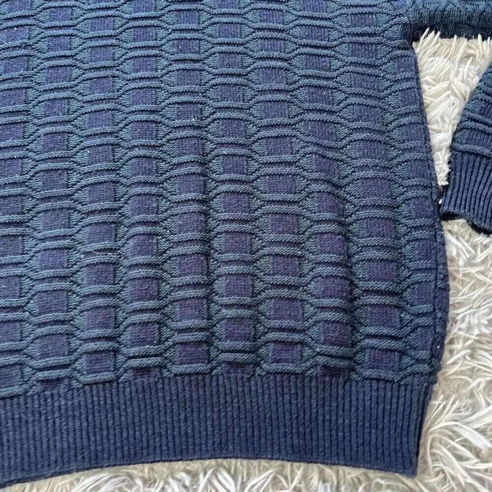 Vintage Grandpa Sweater Textured Crewneck Sweater Blue Green Size XL Classic